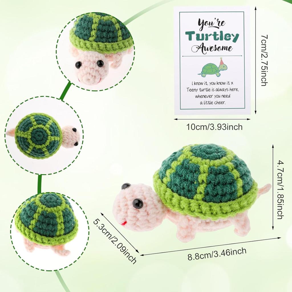 Funny Crochet Positive Energy Turtle With Encouragement Card Home Room Decoration Handmade Wool Knitting Turtle Christmas Gifts
