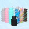 500ML Collapsible Silicone Water Bottle Leak Proof Twist Cap BPA Free Reusable Lightweight Foldable Sports Bottle for Hiking Travel
