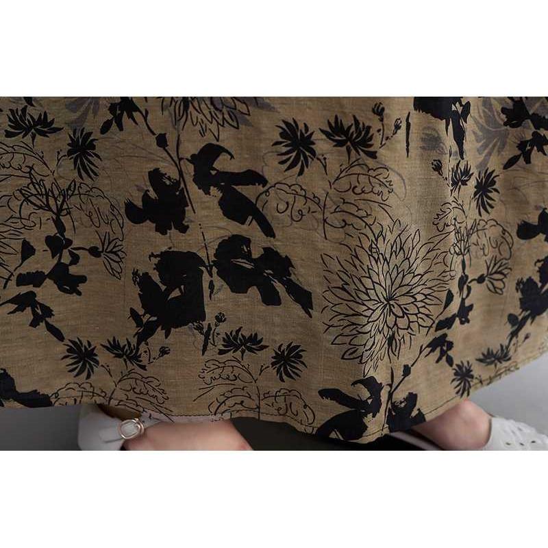 Artistic Plus-size Plus Plus-size Printed Long-sleeved Dress