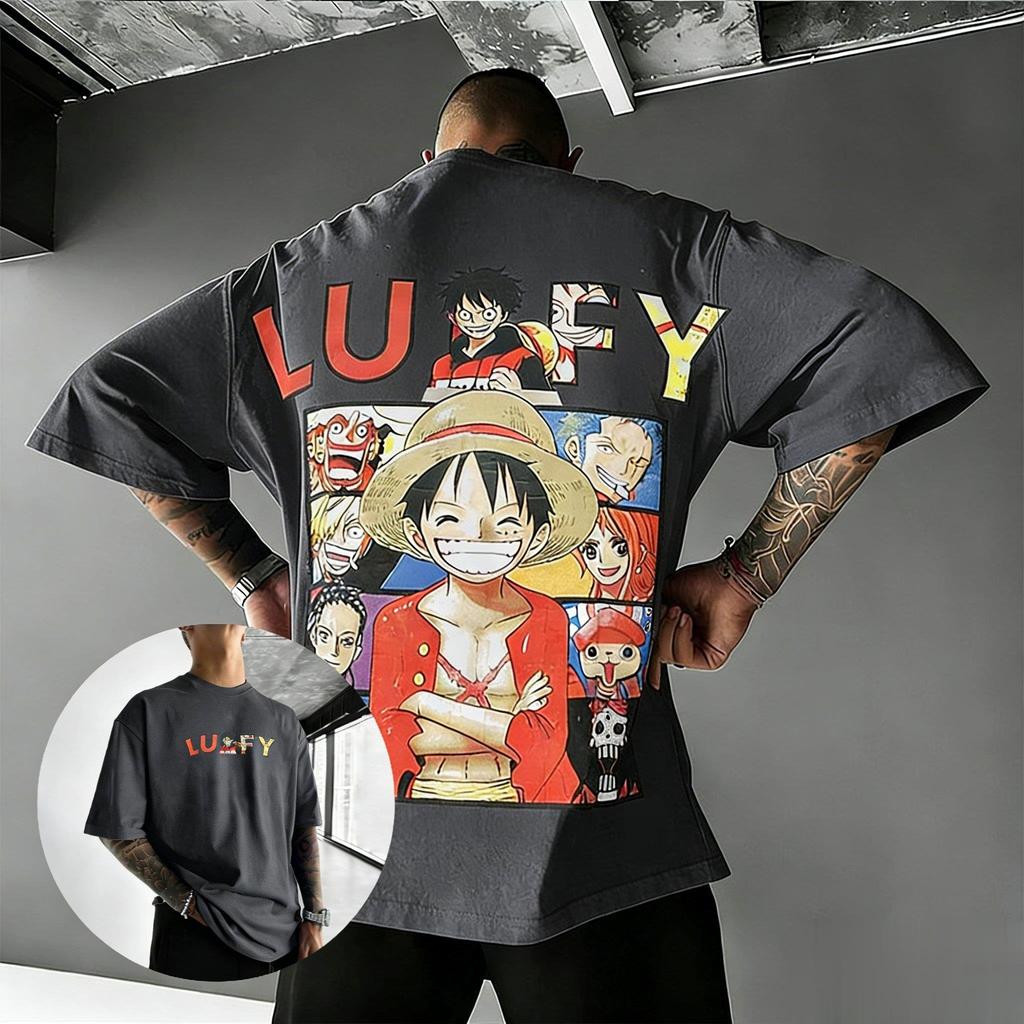 Оверсайз Футболка с Аниме-Принтом Луффи One Piece Мужская Женская 2026 Лето Уличная Одежда Футболка Повседневная С коротким Рукавом Мультяшный Принт Y2k