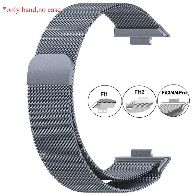 Металлический ремешок для Huawei Watch Fit 1/2/3/4, браслет с TPU чехлом и защитной пленкой для экрана, мягкий миланский магнитный браслет