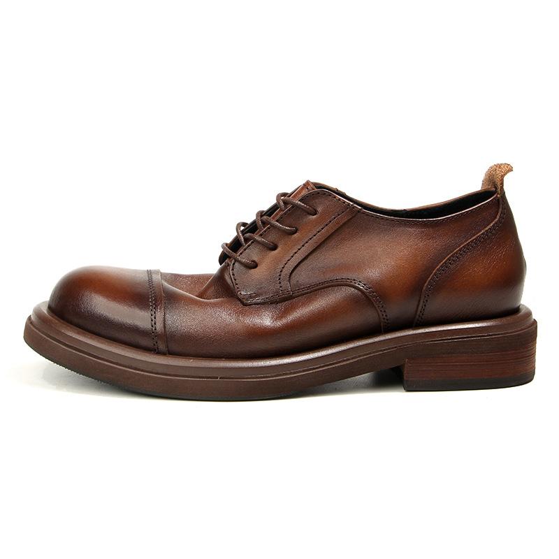 66-3 Британские трехсоставные кожаные туфли Ретро-мода, отполированные вручную и старые мужские туфли, повседневные туфли на платформе из коровьей кожи первого слоя