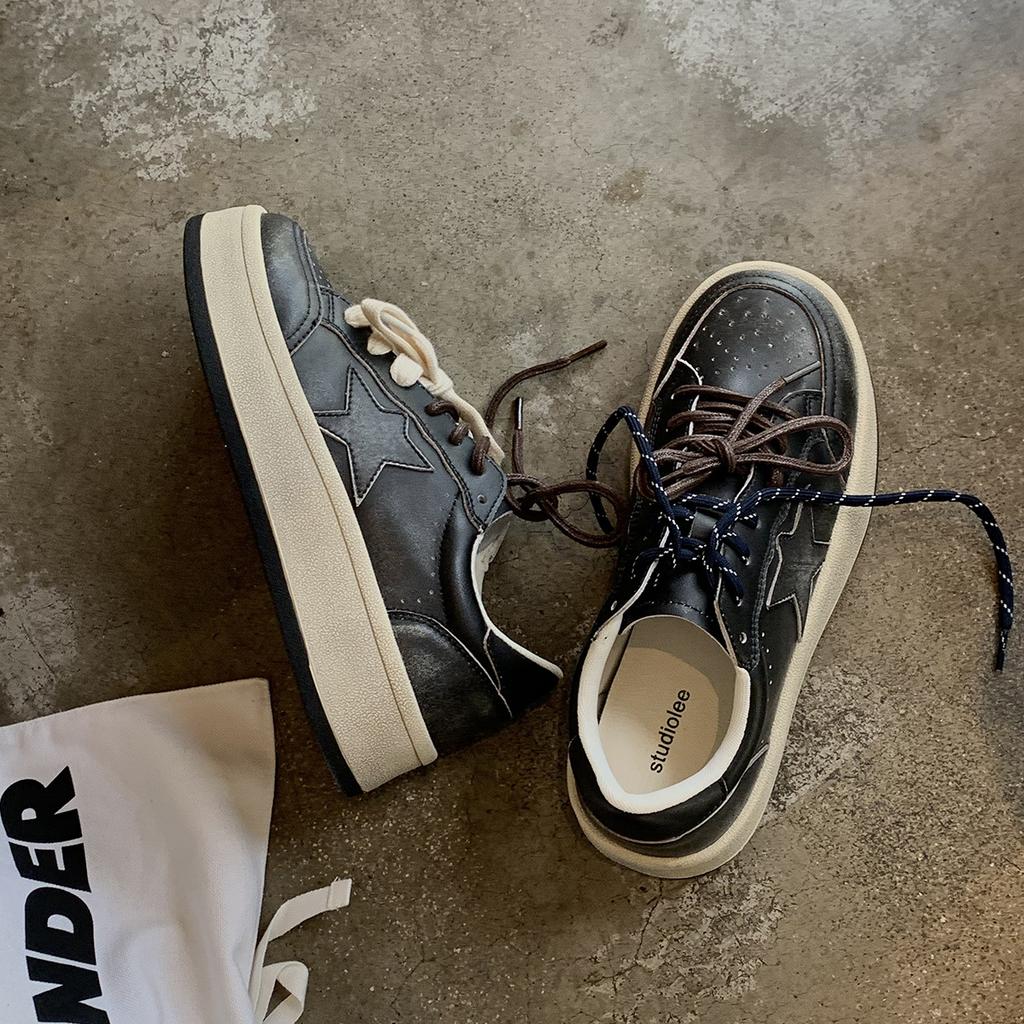 Виноградная мать, тот же стиль, звезда ретро старые шнурки, маленькие грязные туфли, универсальные толстые подошвы для увеличения роста, повседневные грязные туфли,