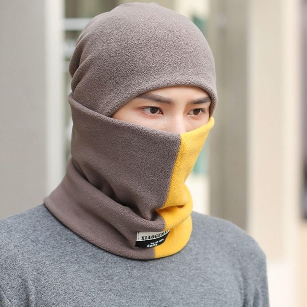 Snood Scarf Cap Set Velvet Pullover Cap Men Comfortable Men's Neck Warmer Hat Outdoors