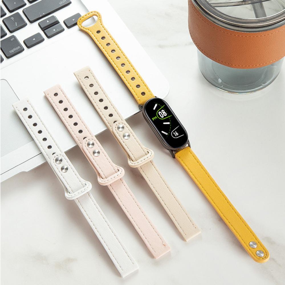 Кожаный ремешок с двойной пряжкой и гвоздем, индивидуальный ремешок для часов, новый ремешок для часов Xiaomi Band 8