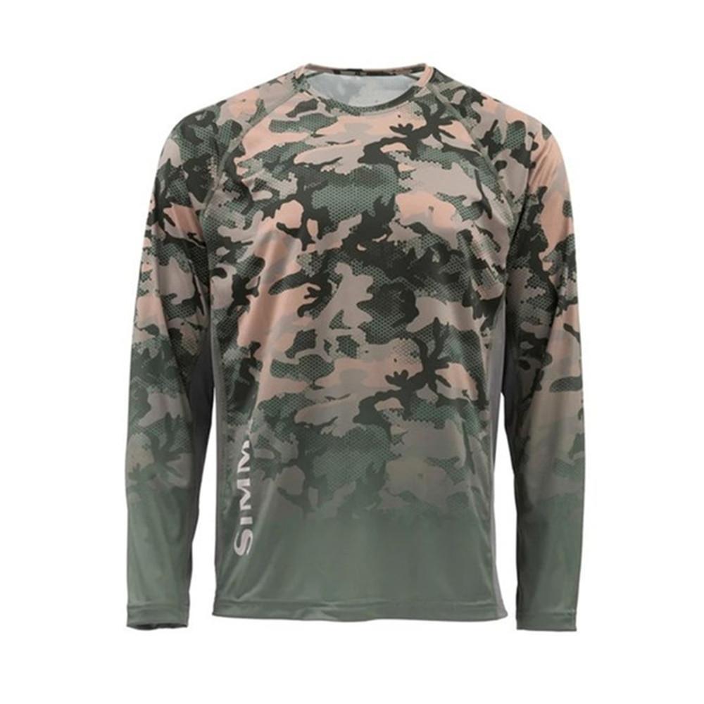 SIMMS camouflage fishing suit Luya long-sleeved crew neck T-shirt men's summer sunscreen suit quick-drying breathable fishing suit