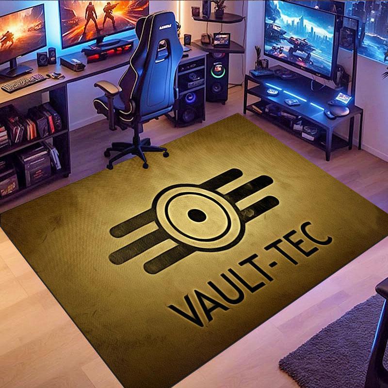 Classic Game Vault-Tec Logo Rug, suitable for living room, bedroom, game room, computer room and home décor.