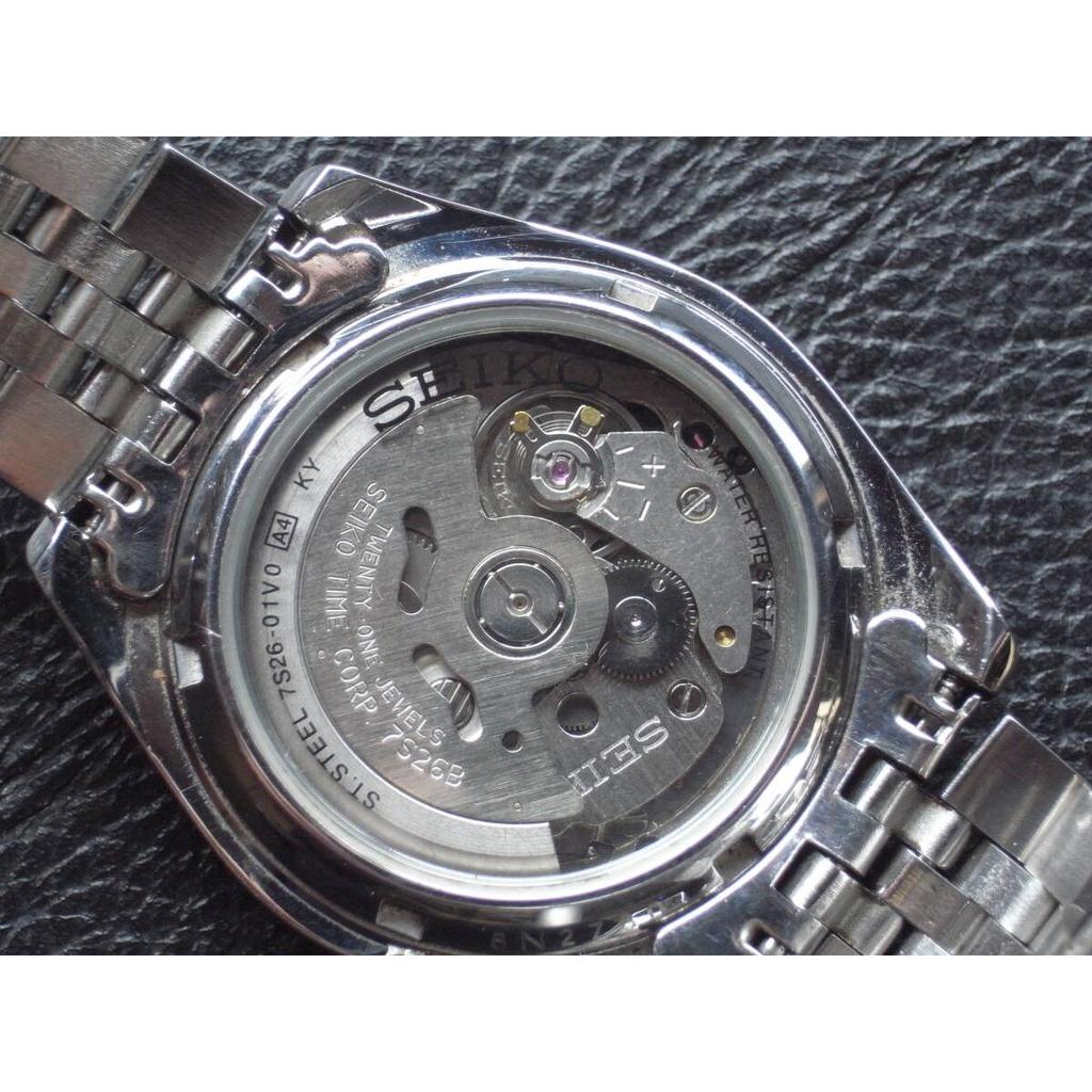 Used SEIKO Seiko 5 AUTOMATIC 7S26-01V0 Black Face Mechanical Watch Used automatic winding working item!