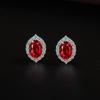 925 Sterling Silver Vintage Diamond Red Zircon Necklace Earrings Ring Set Birthday Anniversary Wedding Party Set Gift