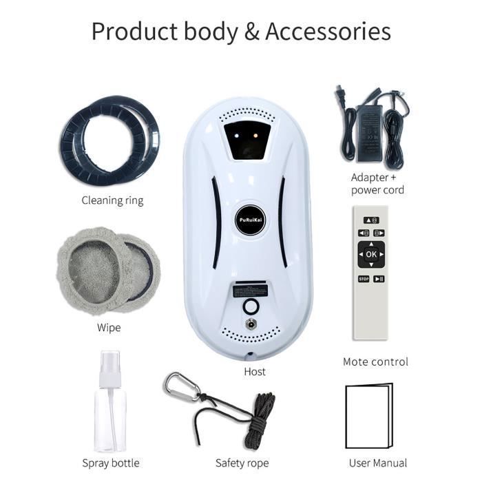 Robot aspirateur ultra fin pour le nettoyage des vitres de la maison, nettoyeur de vitres électrique avec télécommande.