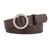 Ladies' Fashionable Pu Round Buckle, Hole-free, Simple Belt, Student Jeans Belt, Versatile Thin Waist Belt