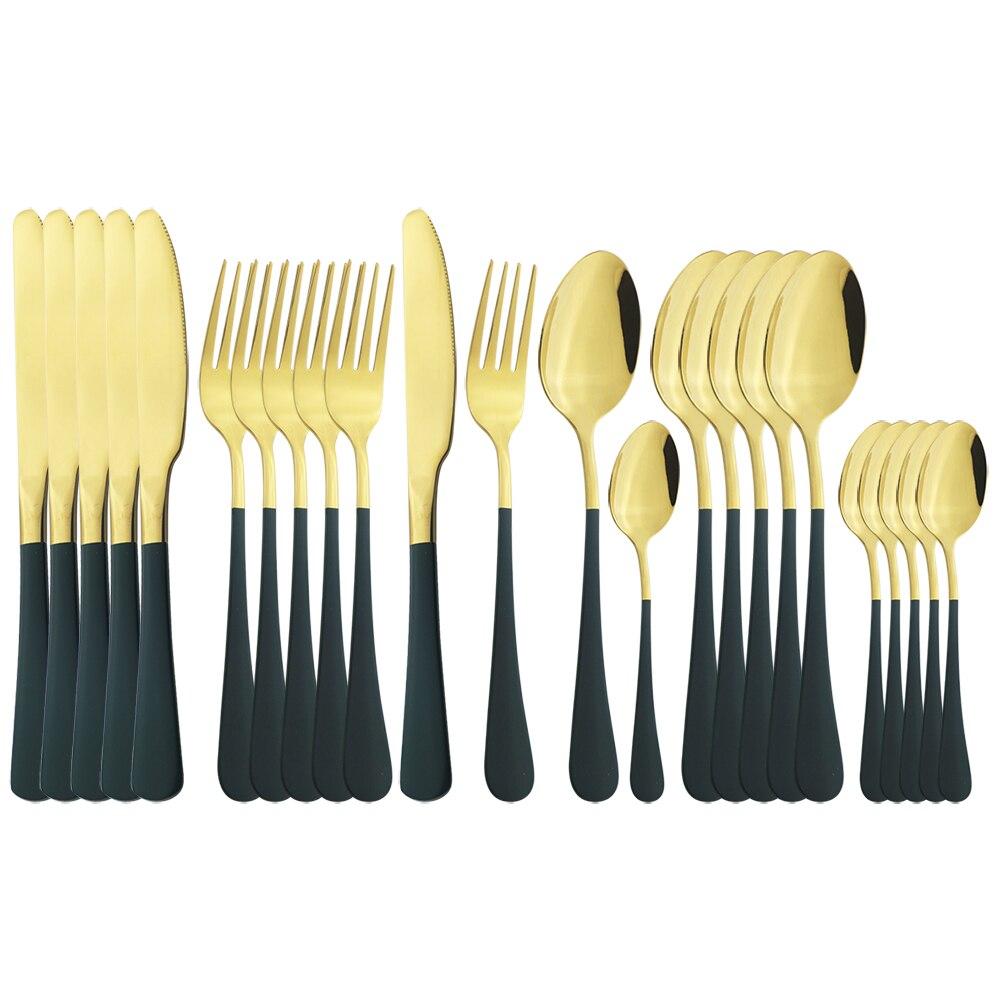 Набор столовых приборов из розового золота, столовые приборы из нержавеющей стали, 6 компл., обеденные ножи, вилки, кофейная ложка, столовая посуда, набор кухонной посуды