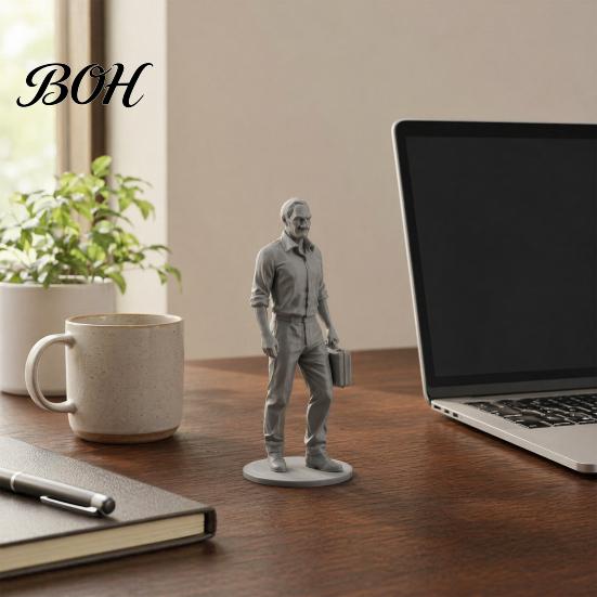 Compact Desk Accessory Businessman Statue, 3D Printed Office Decor for Men, Executive Figurine Workplace with Briefcase, Motivational Home Gift