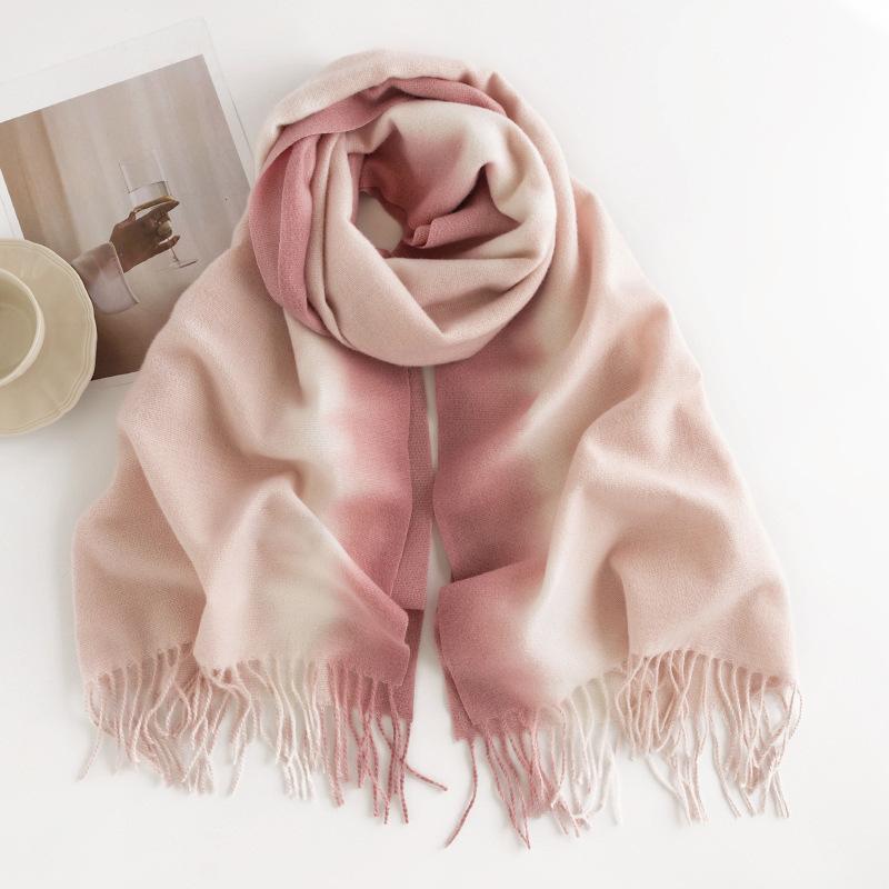 Gradient Scarf for Women with A High-end Feel New Autumn and Winter Shawl Imitation Cashmere Warm Scarf
