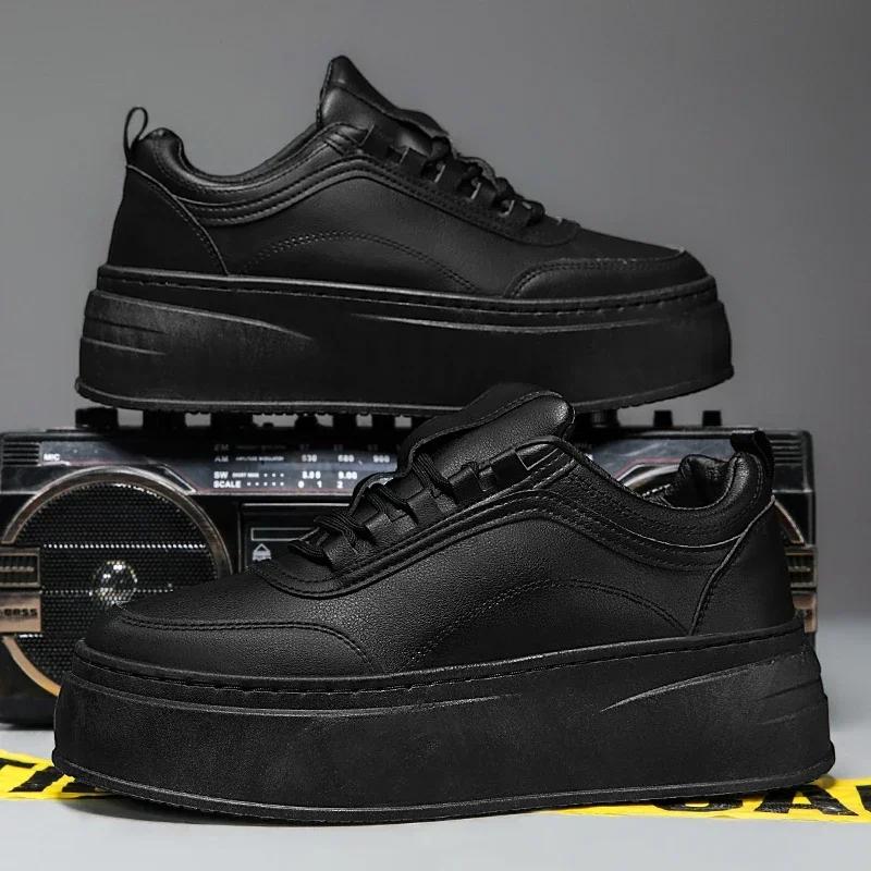 Sneakers Casual Men Designer White Shoes Fashion Secondary Leather Cowhide Breathable Height Increased Flat Platform Board Shoes