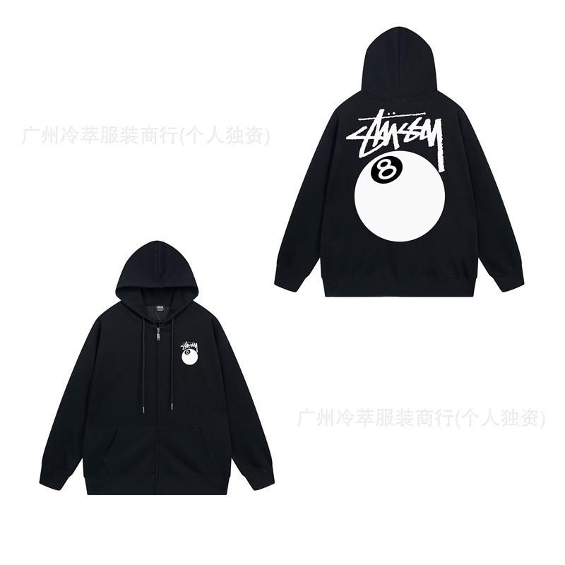 Unisex Hooded Zip-Up Fleece-Lined Sweatshirt With Letter Print Loose Fit Cotton Long Sleeve Men Women