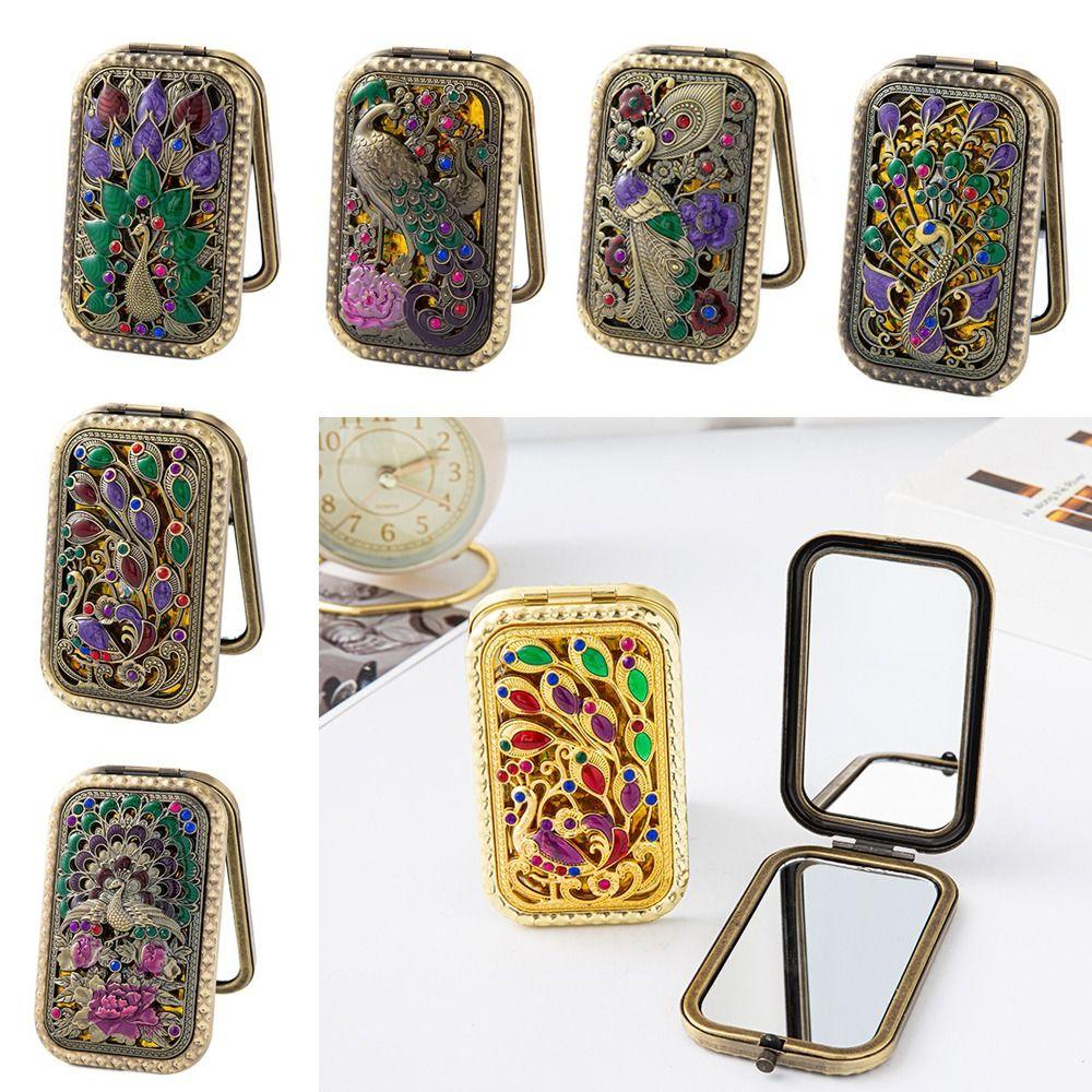 Прямоугольные Двусторонние Зеркала для Макияжа Винтажное Складное Косметическое Зеркало Новое Ретро Маленькое Зеркало