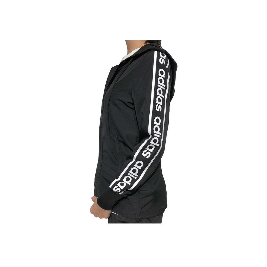 Adidas Классическая полосатая куртка с капюшоном и молнией в стиле колор-блок, женская куртка черного цвета EH6485