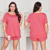 Женские спальные костюмы больших размеров с круглым вырезом, рубашкой с короткими рукавами и короткими брюками, летний пижамный комплект, одежда для сна большого размера