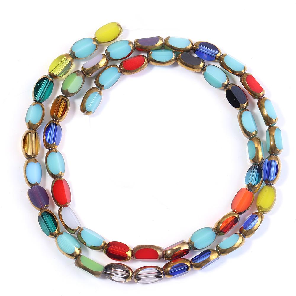 1 Strand 4x7mm Faceted Oval Crystal Beads Colorful Loose Spacer Glass Rice Beads For DIY Handmade Bracelet Necklace Accessories