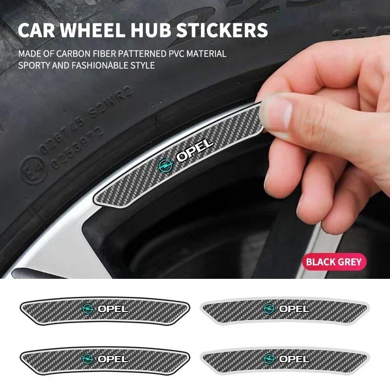 4Pcs Carbon Fibre Emblem Wheels Rims Stickers Decal for Opel OPC Astra Insignia Mokka Zafira Corsa Vectra C D Antara Car
