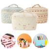 Cosmetic Bag Flower Print Large Capacity Zipper Closure Firm Stitching Soft Handle Great Load Bearing Travel Quilted Makeup Bag Toiletry Organizer