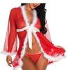 Кардиган-ночная сорочка из сетки с бахромой большого размера - Сексуальный рождественский костюм