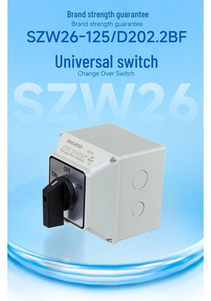Zhuochao SZW26-125/D202.2BF Защитный корпус 2-полюсный 3-позиционный Универсальный переключатель