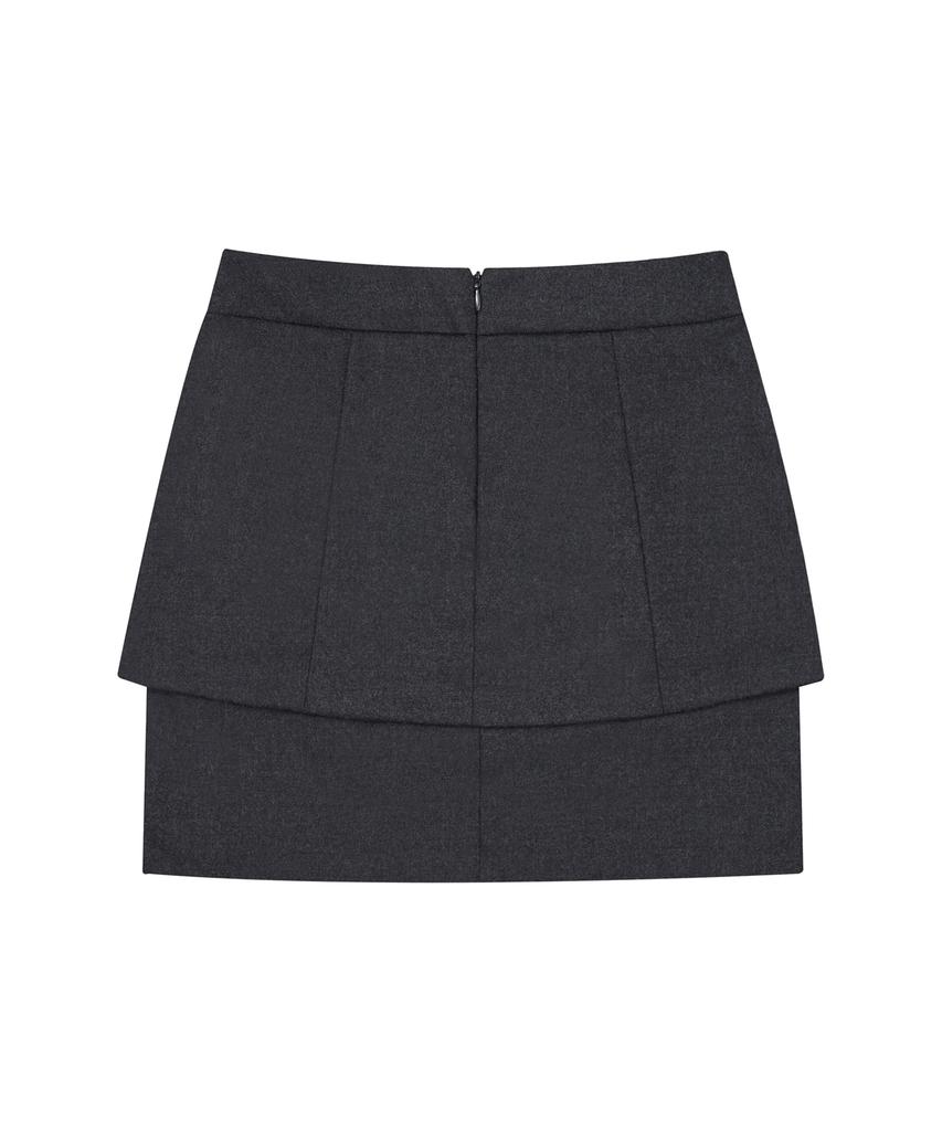 HYEYEONG KIM Wool Layered Midi Skirt - Charcoal