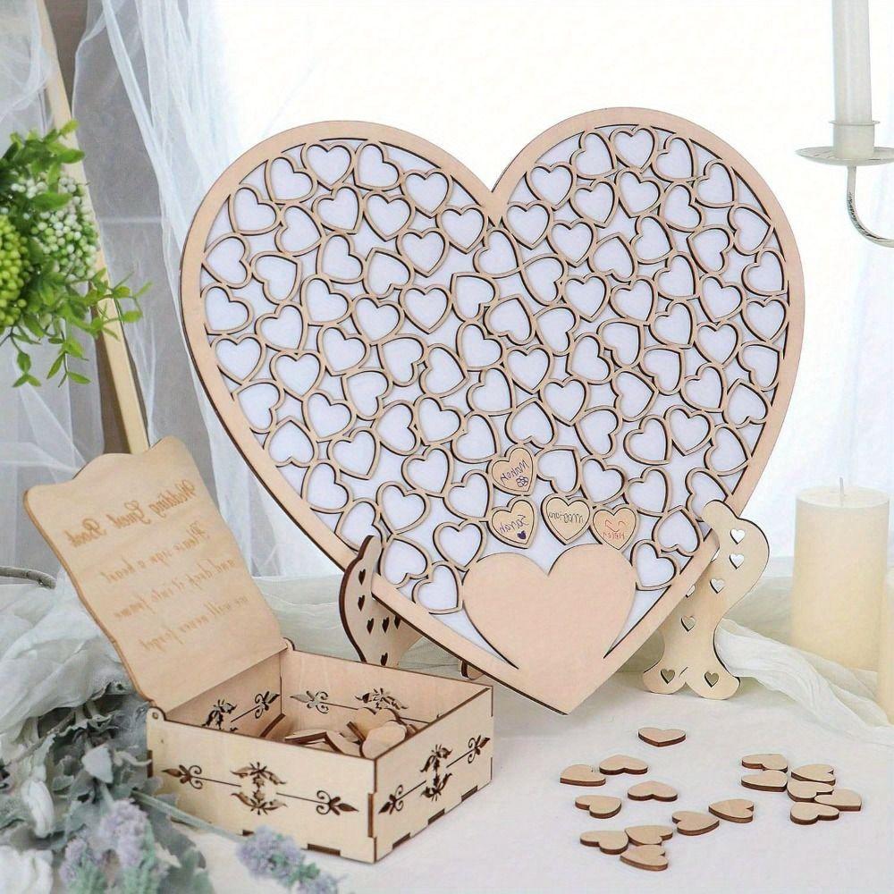 Creative Design Wooden Hearts Guest Book Wooden Hearts Message Board  Wedding Anniversary