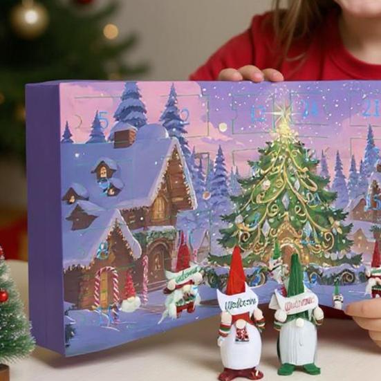 Рождественский гном 2025 Адвент-календарь 24-дневный обратный отсчет до Рождества украшение с коллекционными куклами-гномами для мальчиков, девочек и взрослых