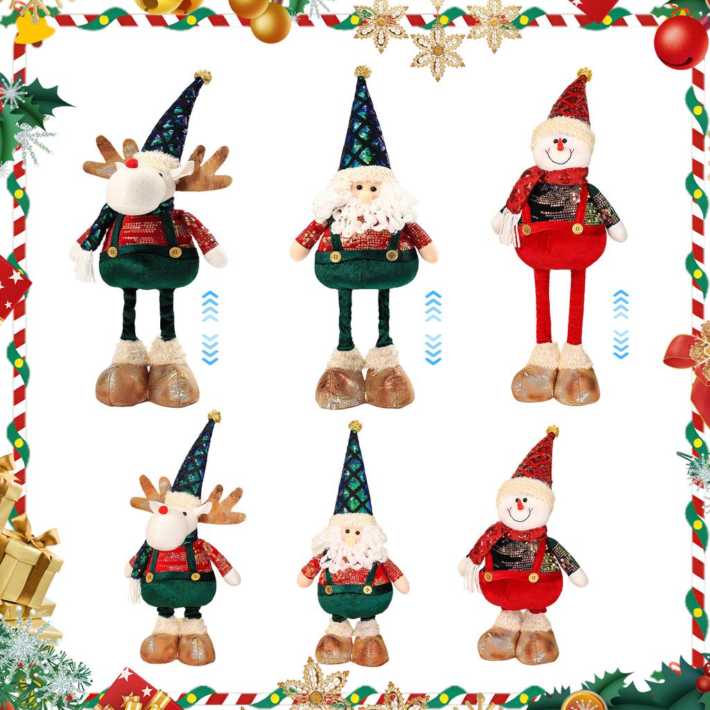 Christmas Decorations Figurine with Retractable Spring Legs Christmas Standing Christmas Plush Holiday Decor