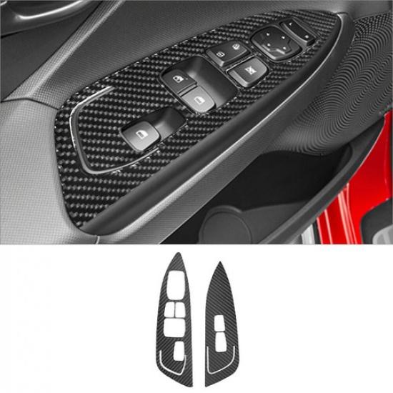 2Pcs Carbon Fiber Interior Front Door Control Cover Trim For Hyundai Veloster