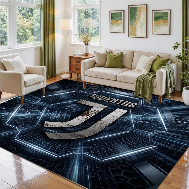 Juventus FC Design Crystal Velvet Rug Soft Decorative Mat for Bedroom Entrance