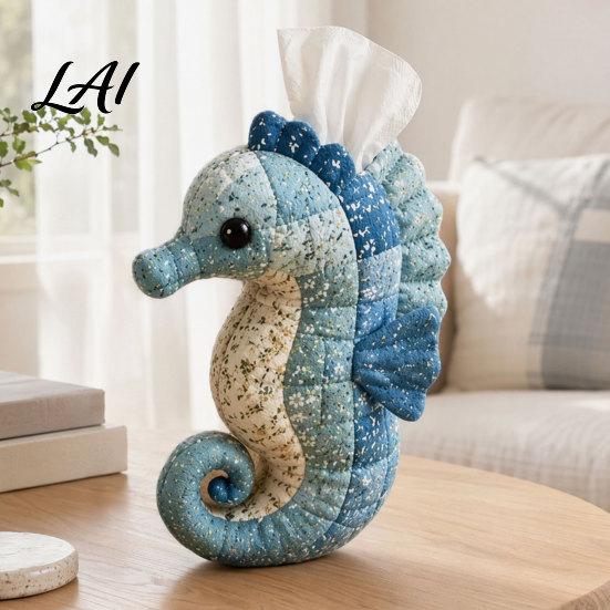 Decorative Tissue Container DIY Box Top Opening Soft Fabric Cover Marine Animal