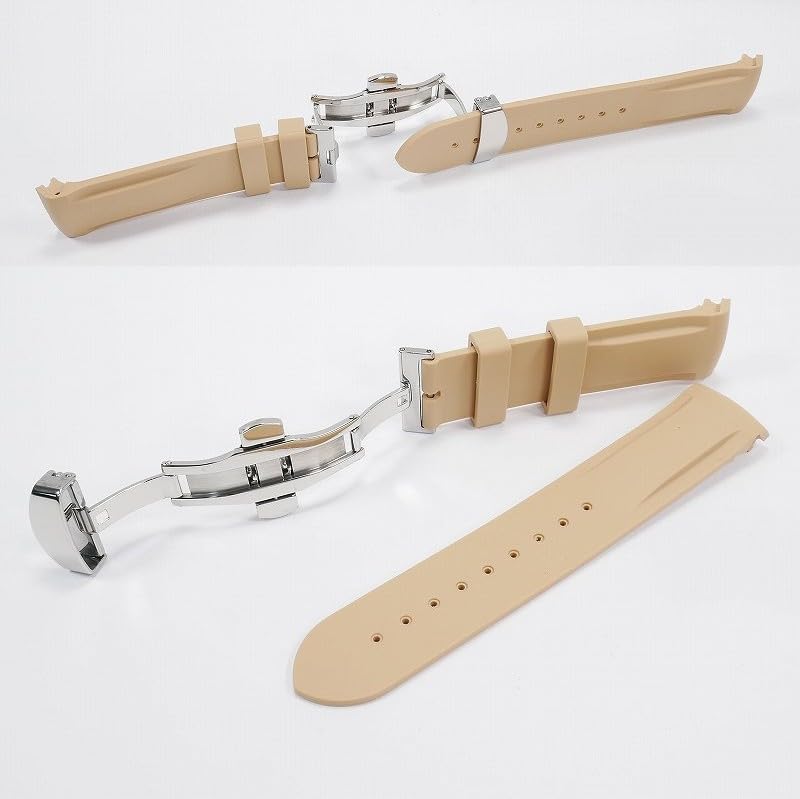Эксклюзивный резиновый ремешок Swatch x OMEGA с D-образной пряжкой (Светло-коричневый)