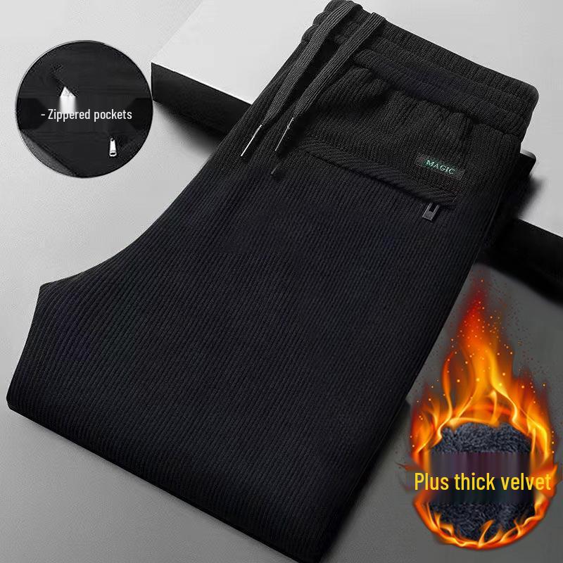 Мужские большие вельветовые теплые зимние повседневные брюки прямого кроя с вельветовой подкладкой