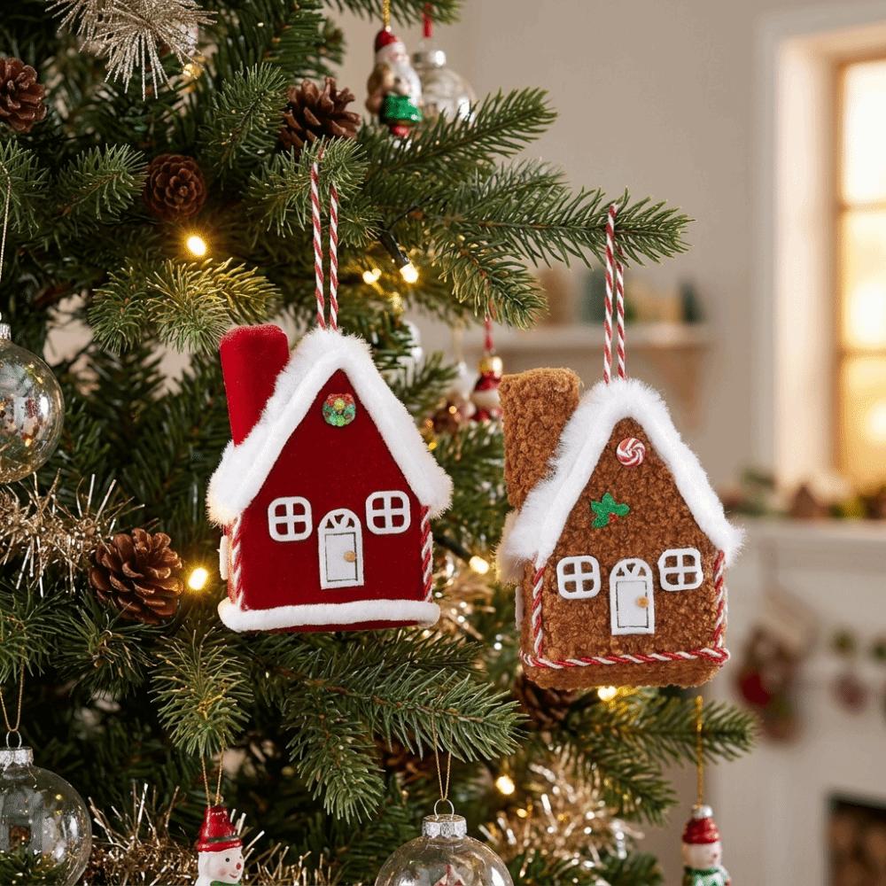 Mini Xmas Plush House Ornaments Creative Xmas Gift Hanging Decorations Xmas Party Home Decoration