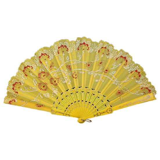 Bronzing Golden Glitter Folding Fan Elegant Plastic Floral Pattern Handheld Fan for Lady Dance Decor