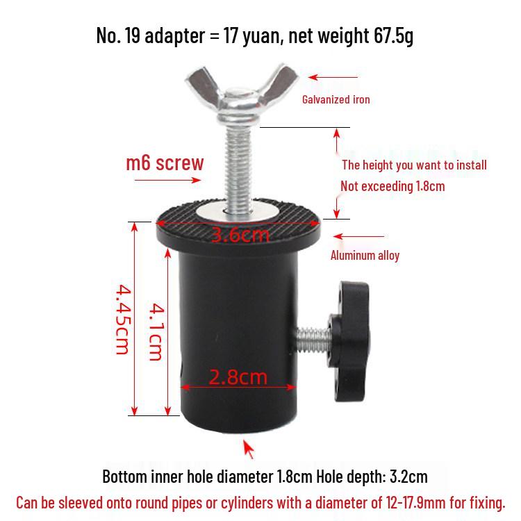 Live Broadcast Photography Light Stand Adapter – 1/4" Screw Tripod Bracket for Background and Horizontal Pipe Conversion.