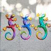 Iron Hollowed Lizard Wall Hanging Home Metal Crafts Colorful Gecko Wall Decoration Decorative Art