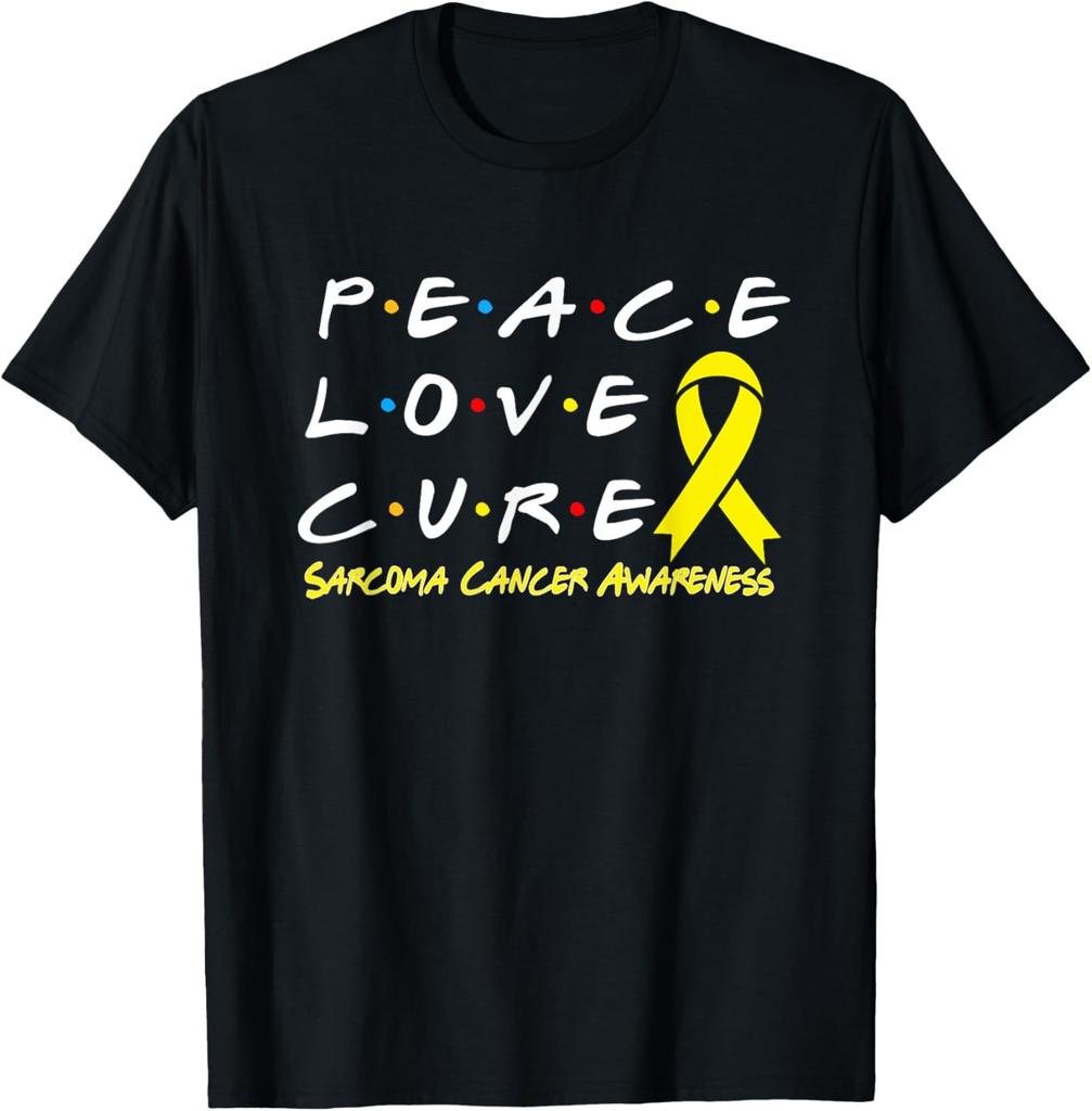 Sarcoma Cancer Awareness Peace Love Cure T-Shirt