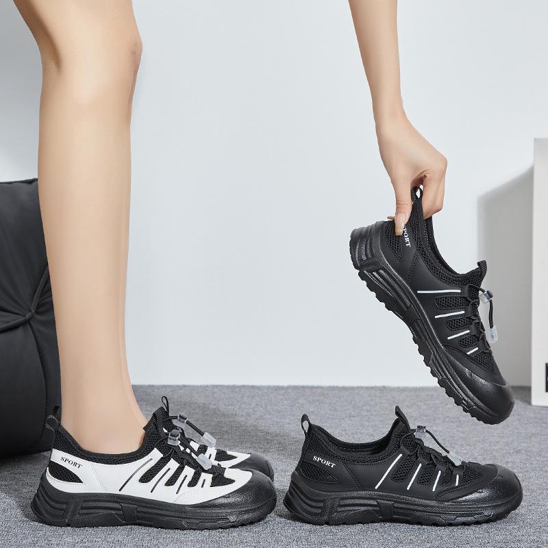 Туфли женские летние новые сетчатые дышащие полые одинарные туфли повседневные универсальные спортивные туфли на толстой подошве для отдыха на открытом воздухе