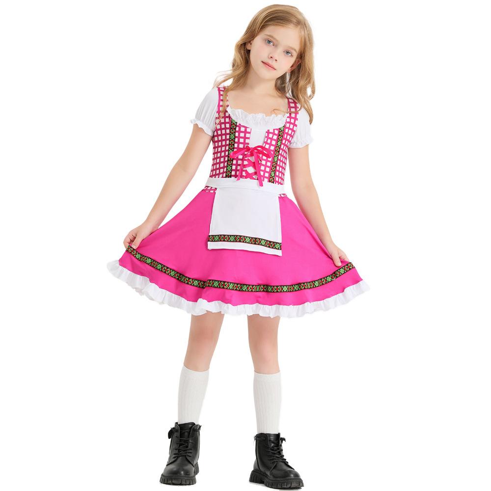 Oktoberfest Bavarian Traditional Festival Girls Beer Costume Children Party Maid Cosplay Dirndl Dress