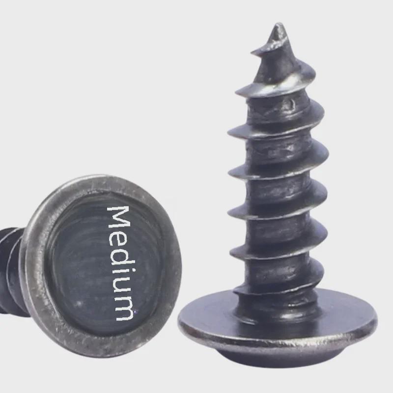 Саморез с плоской головкой PWA черного никеля с шайбой, крестообразная круглая головка, M3/M4/M5