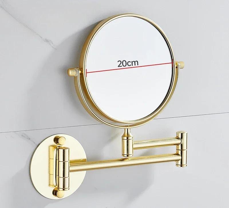 Wall Hanging Double Sided Mirror Bathroom Makeup Mirror Aluminum Black/Gold/Silver Telescopic Mirror Folding Beauty Mirror