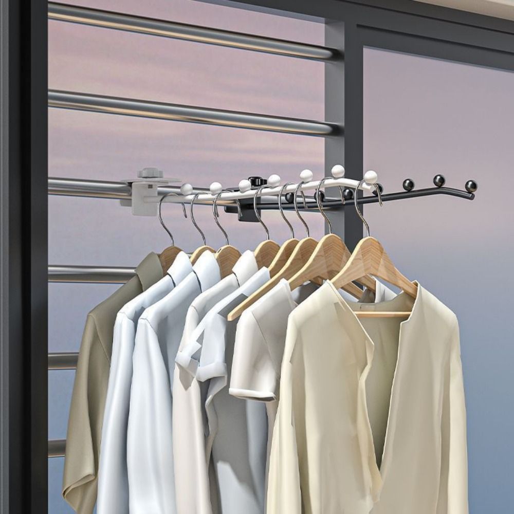 Adjustable Wall Mount Clothes Hanger Iron Clothes Storage Hangers Closet Organizer Dormitory