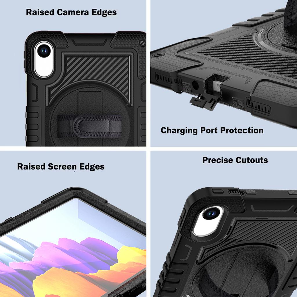 360 Rotating Stand Case for Xiaomi Redmi Pad 2 2025 11.0inch Model 25040RP0AG Silicone+PC Hybrid Armor Cover with Shoulder Strap