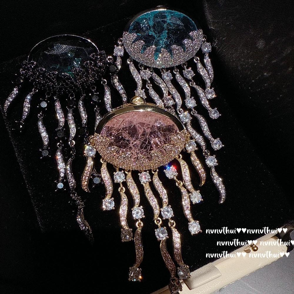 Винтажные серьги-медузы Королевский сапфир, Моана, Серьги-медузы Para Deluxe с цирконами