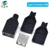 5 Set Male Female USB 4 Pin Plug Socket Connector with Black Plastic Cover